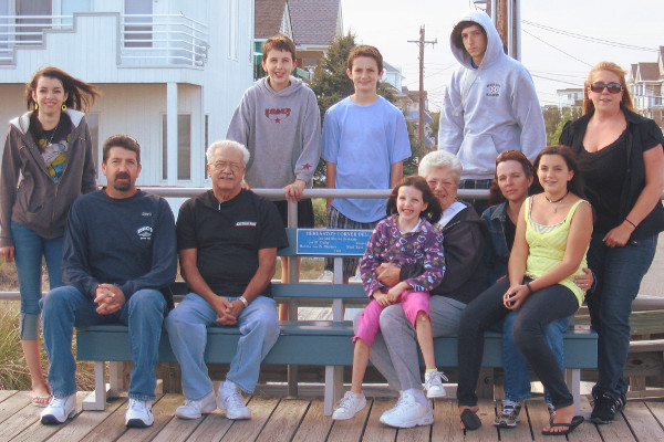 Berenato family on their boardwalk bench